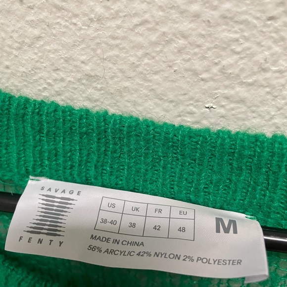 Savage X Fenty Knittin Pretty Loose Knit Sweater Unisex Sz M Kelly Green Yellow - Picture 3 of 6